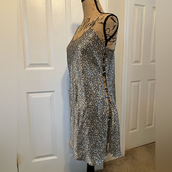 Vintage 90’s Inner Most leopard animal print satin side openings slip nightie M - Picture 10 of 14